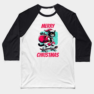 Black Cat Christmas Christmas Cat 2024 Baseball T-Shirt